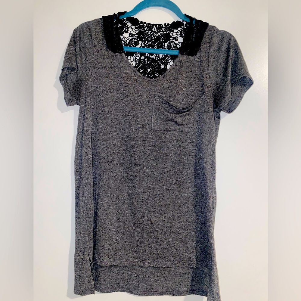 Scoop Neck Tee with Lace
